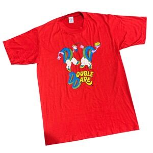 Vintage Nickelodeon 80s 90s Double Dare T Shirt Jerzees USA Mens‎ L TV Game Show